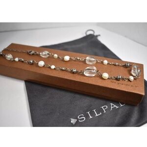 Silpada Vintage Genuine Freshwater
Pearls Crystal Sterling Silver Bead Necklace